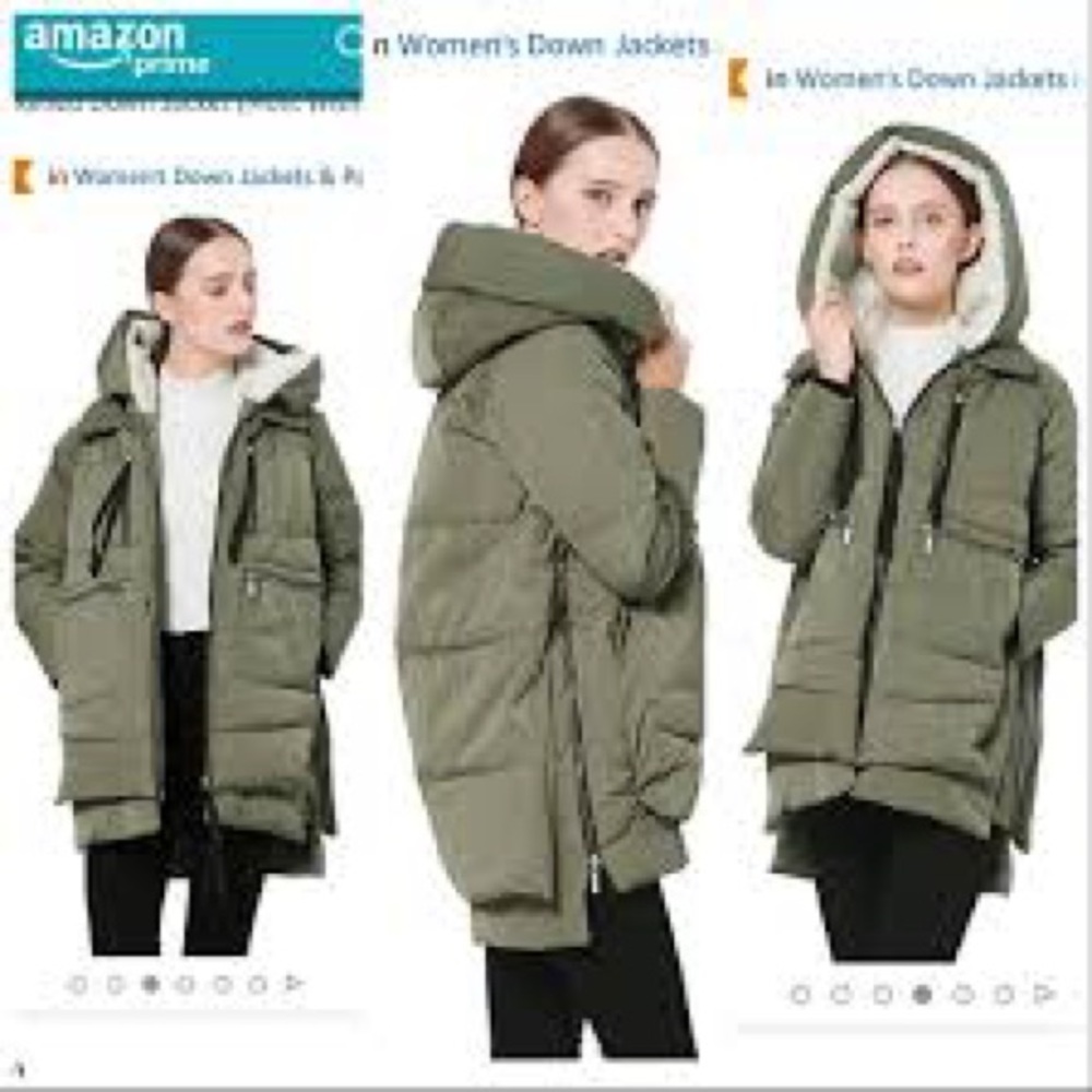 New . Tags attached. Size L orolay thickened down jacket, army green.